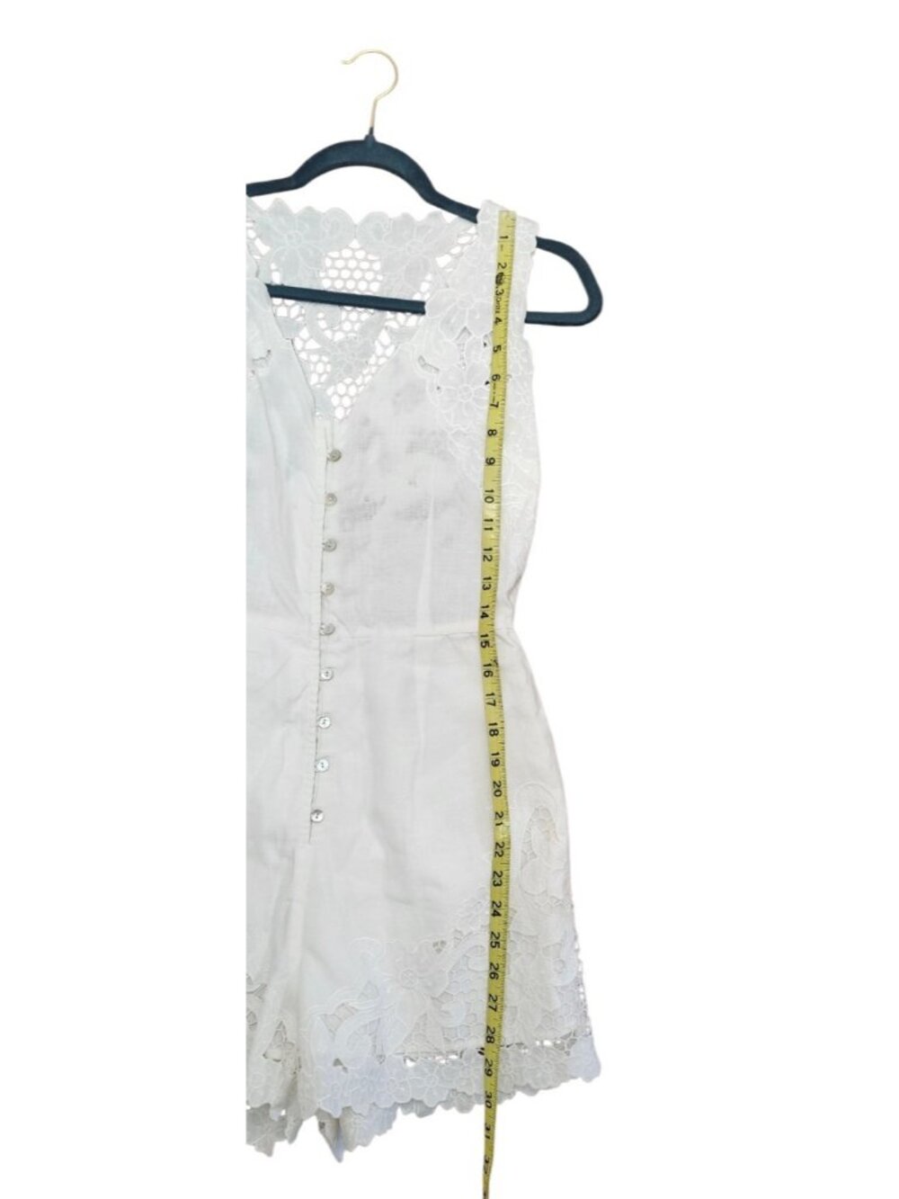 Zimmermann White Linen Lace Romper Playsuit Size 0 /US 4 Floral Embroidered Boho - Picture 10 of 15